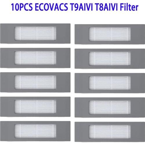 10 PCS Replacement Filter for ECOVACS Deebot T8 T9 T9 AIVI T9 Power T9 Max N8 N8 Pro Robot Vacuum Cleaner Series