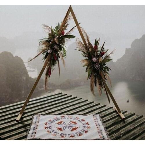 Wedding Arches Triangle Shelf Wrought Iron Artificial Flowers Shelf Stand Party Event Stage Backdrop Decoration White Gold Arch