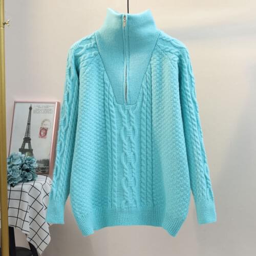 Turtleneck Zipper Sweater Autumn Winter Basic Oversize Thick Sweater Pullovers Women 2021 Long Sleeve Loose Pullovers Female