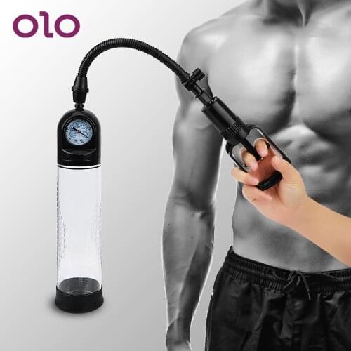 OLO Penis Vacuum Pump Delayed Ejaculation With Pressure gauge Penis Enlargement Male Masturbation Sex Toys For Men