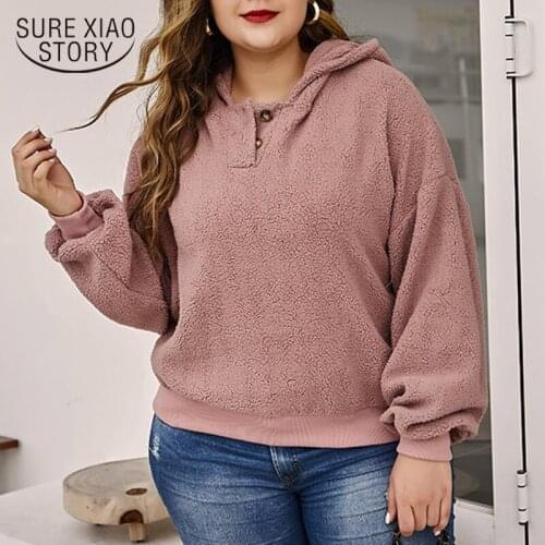 Spring New European and American One-sided Velvet Plus Size Womens Hoodie Sweatshirts Casual Loose Plus Velvet Coat Women 12753