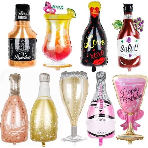 Wine bottlechampagne cup Whiskey Balloon 30 years old Happy Birthday Party Decor Aged To Perfection gold king crown