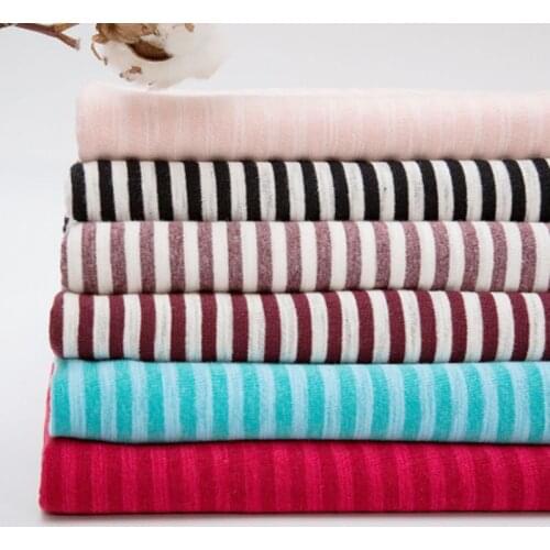 Good Quality Knit Stripe Polyester Cotton Fabric For Sewing t Shirt 50x185cm/Piece KA0008
