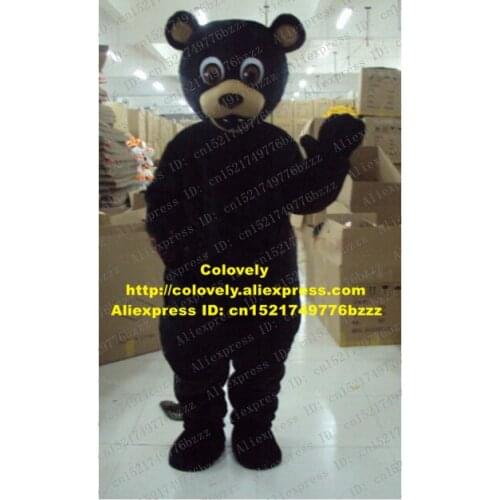 Vivid Black Bear Mascot Costume Mascotte Selenarctos Thibetanus Adult With Brown Bright Eyes Big Round Head No.1095 Free Ship