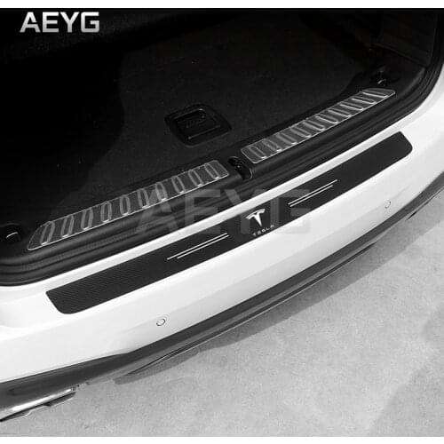 Carbon Fiber Car Rear Bumper Trunk Protective Stickers For Tesla Model 3 Model S Model X Model Y Auto Anti-Scratches Vinyl Films