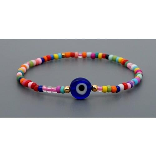 GO2BOHO Evil Eye Bracelet For Women Boho Jewelry Rainbow Seed Beads Baslet Fashion Girl Bracelets Pulseras Mujer Moda 2021