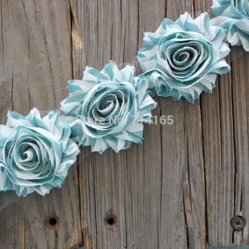 1yard DIY shabby flower Chiffon Flower Shabby Rose Trim for hair flower/headband/shoes(003)