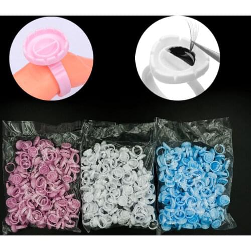 100pcs False Eyelashes Blooming Cups Ring Grafting Fan Lashes Rapid Bloom Sun Flower Eyelash Extension Glue Holder Makeup Tool