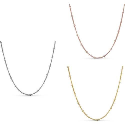 2021 New Free Shipping Authentic 925 Sterling Silver Beaded Chains Necklace For Women DIY Jewelry Bead S925 Charms 50cm Long