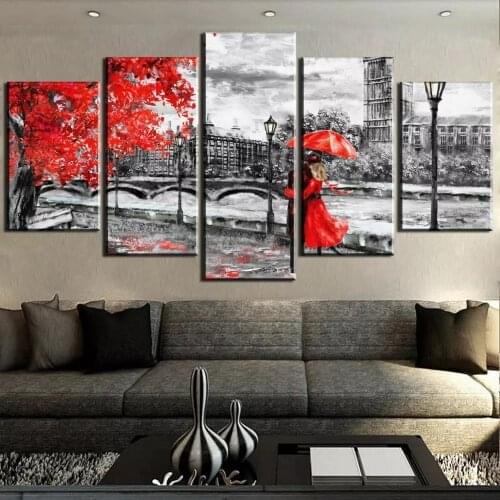 5 Canvas Wall Art Pictures London Clock Tower Love Way Painting Living Room Frame Home Decoration Posters