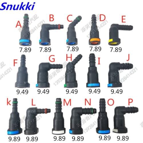 7.89mm 7.89 9.49 9.89 ID6 ID8Fuel line quick connector 180 90 degree 5/16 SAE fuel pipe fittings auto plastic 20 pcs one lot