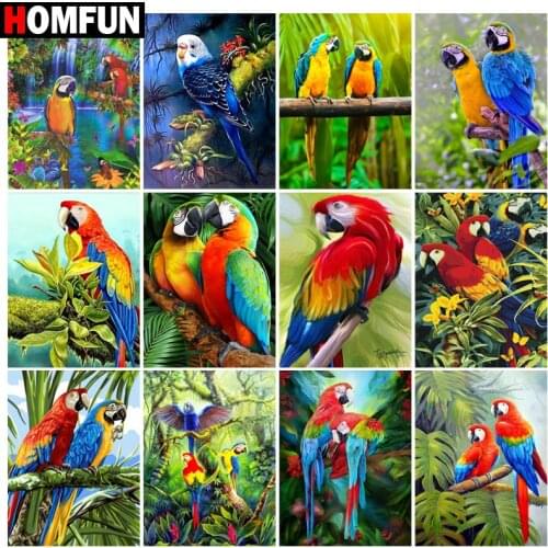HOMFUN DIY Diamond Painting "Animal bird parrot" Full Drill Square Round Diamond Embroidery 5D Cross Stitch Decoration Home