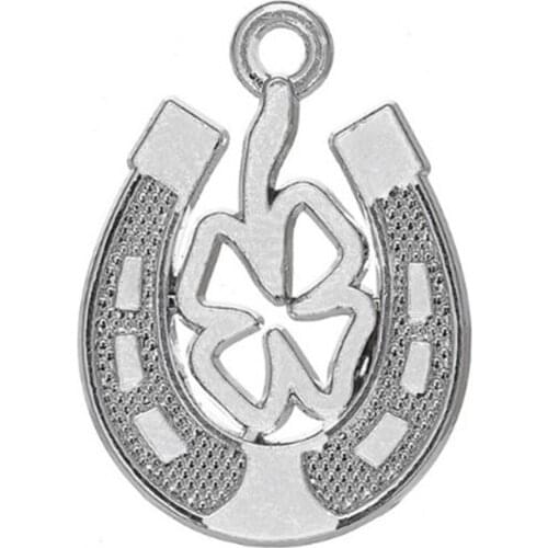 Antique Silver Plated Four Leaf Clover and Horseshoe charms for jewelry making charms for necklace