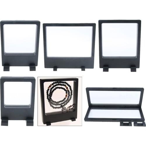 Challenge Coin 3D Display Stand Box Jewelry Specimen Show Case Double Sided Floating Display Frame, Black, 5 Sizes Optional