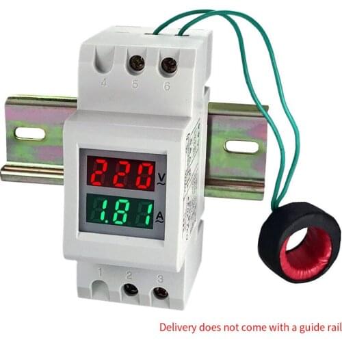 Din Rail LED AC80-300V 200-450V 0-100.0A voltmeter ammeter display active power power factor time Energy meter witch extra CT
