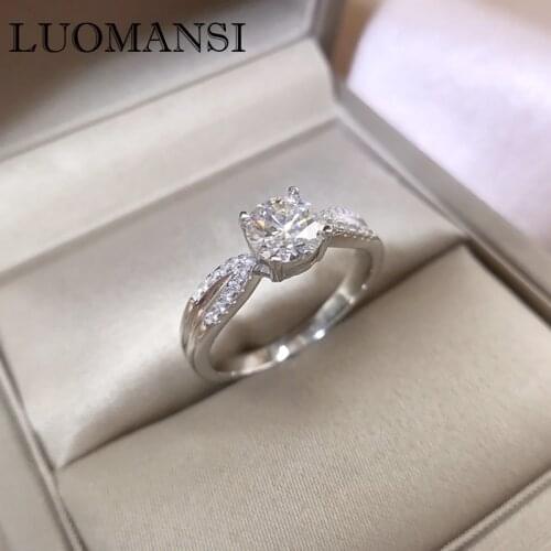 Luomansi Real 1CT Moissanite Double Layer Ring Passed the Diamond Test S925 Sterling Silver Super Flash Jewelry Wedding Party