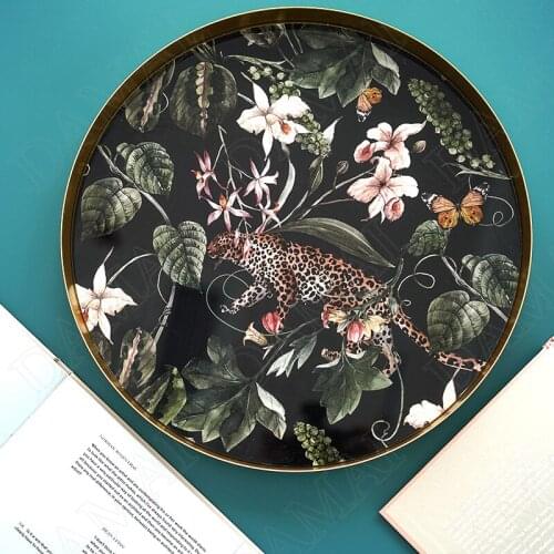 European Metal Frame Storage Trays Overglaze Decorative Cosmetic Container Bedroom Perfume Lipstick Organizer Home Decoration