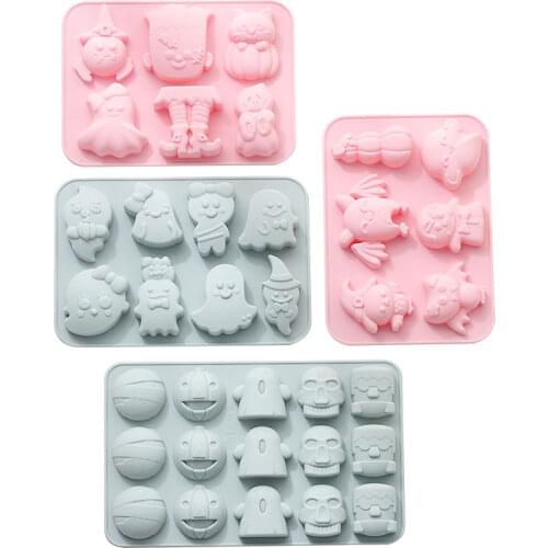 Halloween Mold Silicone Skull Pumpkin Fondant Cake Chocolate Decoration Bat Ghost Diy Fortune Cookie Chocolate Candy Fudge