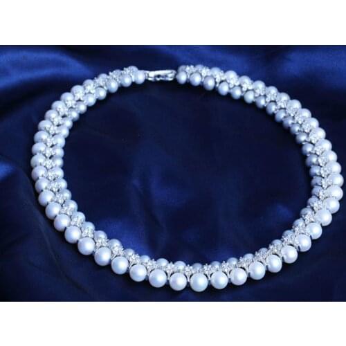 Classic 7-10mm south sea round white grey pearl necklace 18inch