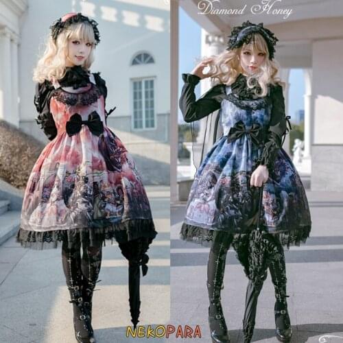 Dragon & Knight Cat Cool Gothic Style Womens Lolita JSK Dress Vintage Gorgerous CAT FAIRYTAIL Cute One-piece 2 Styles