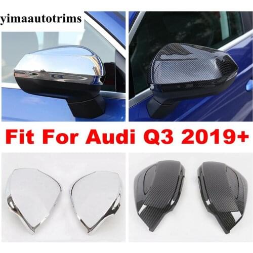 For Audi Q3 2019 2020 2021 Rearview Mirror Cap Decor Cover Trim 2 Pcs ABS Chrome / Carbon Fiber Look Accessories Exterior Kit