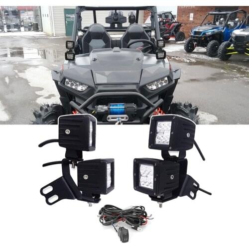 Front Side Pillar Mounting Brackets 4PCS 3" LED Cube Light Pod Wiring Kit For POLARIS RZR XP 1000 2014-2020 900 2015-2020