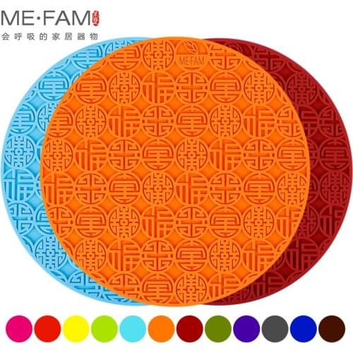 ME.FAM China Element Fu Mat Silicone Non Slip 20cm Round Heat Resistance Placemat Bowl Plate Pad For Cafe Kitchen Restaurant Bar