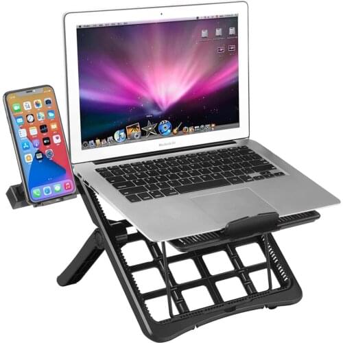 Multifunction Sanding and Sitting Laptop Stand 3+7 Levels Angle Adjustable Notebook Support with Removable Cell Phone Holder