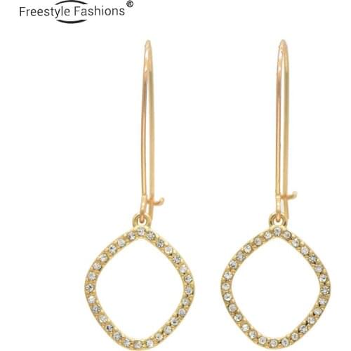 Fashion classic geometrical glass stone zinc alloy drop earrings for women
