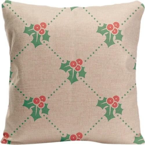 Cotton Linen Holly Pattern Throw Pillow Case Decorative Cushion Cover Pillowcase Merry Christmas Gift By Lvsure For Car Sofa