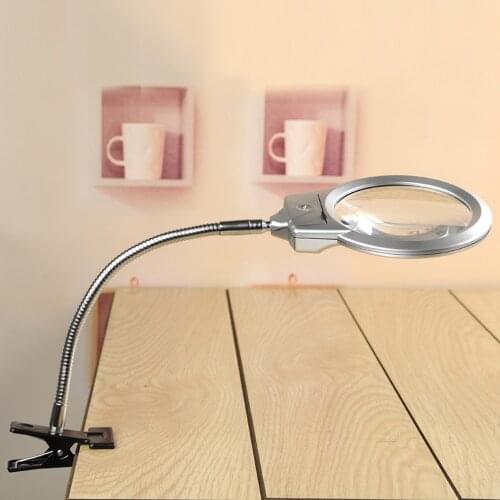 New Flexible Hands Free LED Magnifying Glass Desk Lamp Bright LED Illuminated Magnifier with Clamp for Reading Diamond Painting
