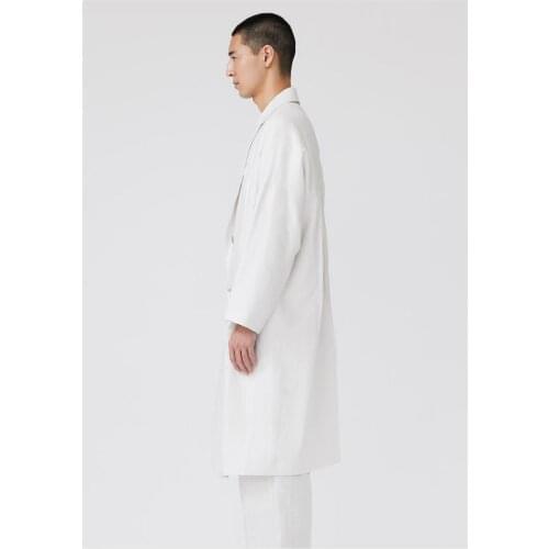 Mens new loose large size stage style clothing niche designers black and white linen day casual high street oversize windbreake