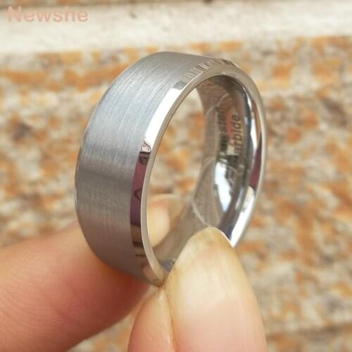 Newshe Tungsten Carbide Wedding Ring 8mm Charm Rings For Men Size 8-13 TRX078