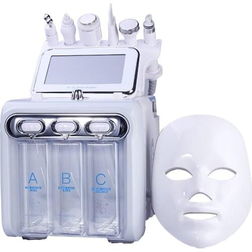 New Arrival! Multifunction skin care device 7 in 1 anti aging small bubble H2O2 hydrogen oxygen jet beauty machine with Led Mask