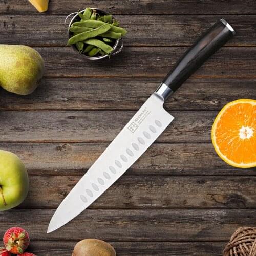 SUNNECKO Superio 8.5" Chef Knife German 1.4116 Steel Blade Kitchen Knives Color Wood Handle Cleaver Slicing Santoku Cutting