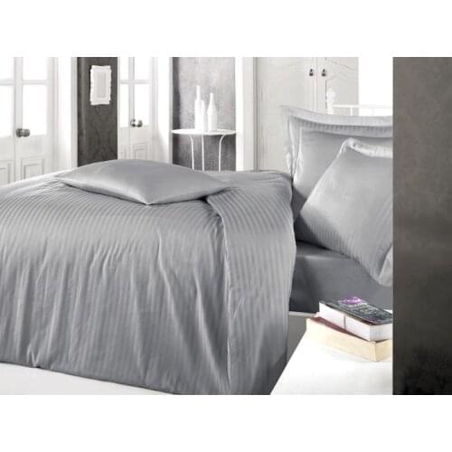 Clasy Striped Single Satin Duvet cover set Gray