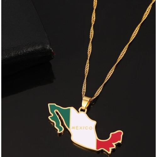 Mexico Map Flag Necklace Fashion Nation Charm Women Sweater Collar Necklace Special National Day Memorial Day Gift Jewelry