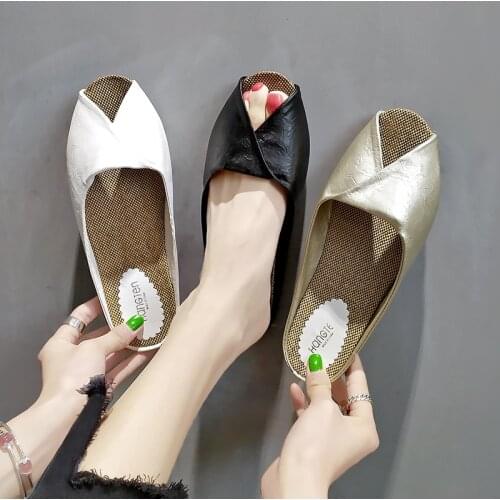 Beach Summer Shoes 2020 New Womens Casual Monochrome Vintage Roman Plus-size Flat Slippers Sandals Shoes Womens sandals