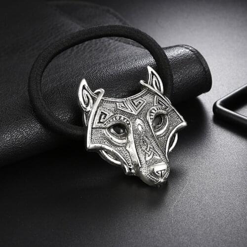 Viking Jewelry Gothic Wolf Head Skull Hairband Pony Tail Holder Elastic Hair Rope Tie Head Band for Women Accessories