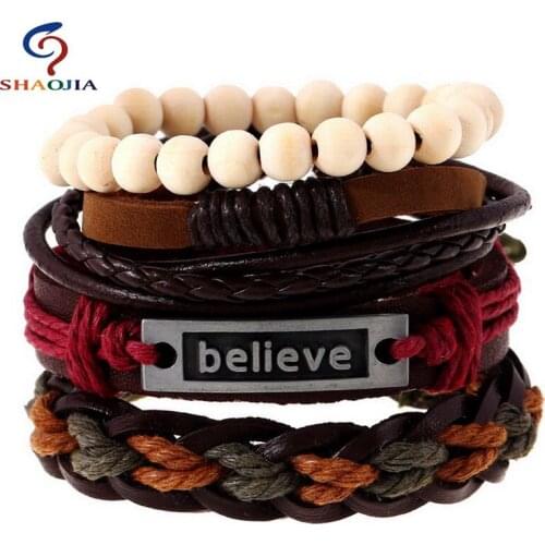 Fashion Simple Vintage Multilayers Leather Bracelets Retro Feather Charms Wrap Leather Bracelets Jewelry For Men Jewelry