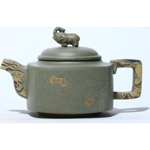 Ore Mud Green Yixing Teapot Purple Clay Kung Fu Elephant Kettle Zisha Drinkware Send Gift Box