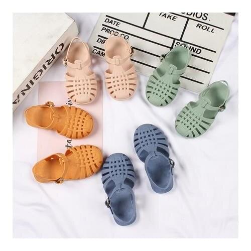 Summer Children Solid Color Sandals Baby Girls Toddler Soft Non-slip Princess Shoes Kids Candy Jelly Beach Shoes Boys Casual