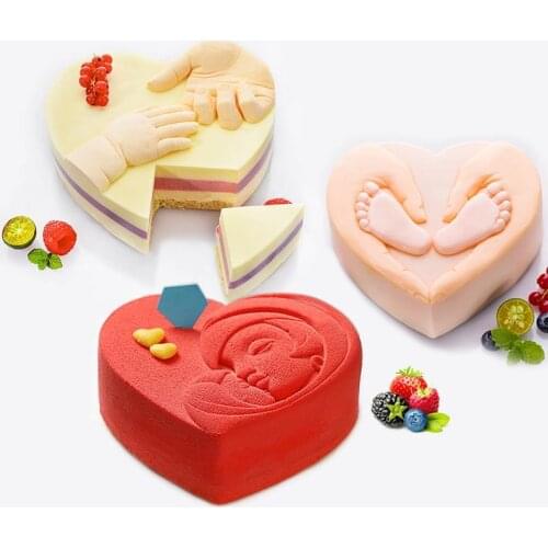 Heart Shape Silicone Cake Mold Mothers' Love Baby Feet Cake Pan Mousse Mold Baking Pan Bakeware Tools