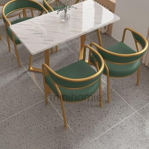 Nordic Wrought Iron Dining Chairs Living Room Bedroom Hotel Backrest Armchair Modern Simple Restaurant Coffee Table Chair mc