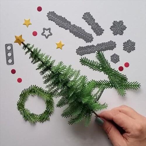 Christmas Tree Leaf Cutting Dies Template Punch Scrapbooking Album DIY Decorative Embossing Suit Stencils Metal Paper Cards
