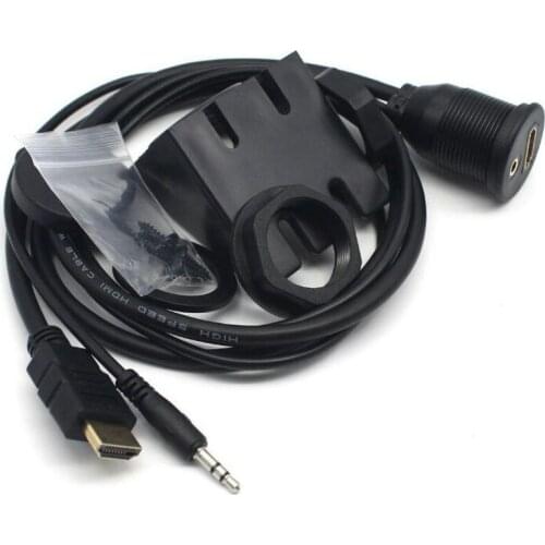 3.5mm & HDMI Extension Dash Flush Panel Mount Cable For Car, Boat and Motorcycle