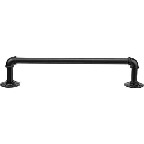 Vintage Industrial Pipe Towel Holder Wall Mounted Metal Towel Rack Bar Bathroom Hanging Hanger Accessories Black Retail