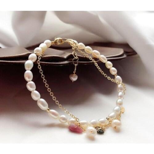 Fashion Natural Freshwater Pearl Bracelet Charms Hand-made Adjustable Chain Bracelet for Women Bangles Fine Jewelry Birthday Gif