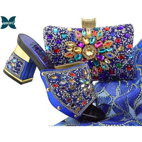 Latest arrival Nigeria Match Shoe and Bag Italian design In Women Set High Quality Italian Match Shoe and Bag Set for Wedding