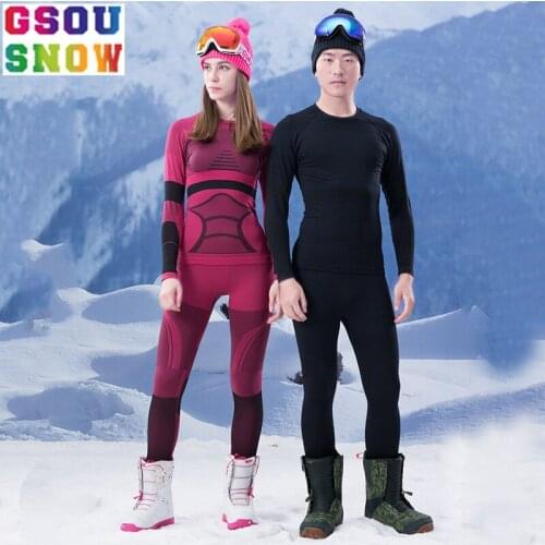 Gsou Snow Winter Ski Outdoor Quick-drying Cold Warm Underwear Set Women Men Couple Suit Breathable Comfortable Sportswear